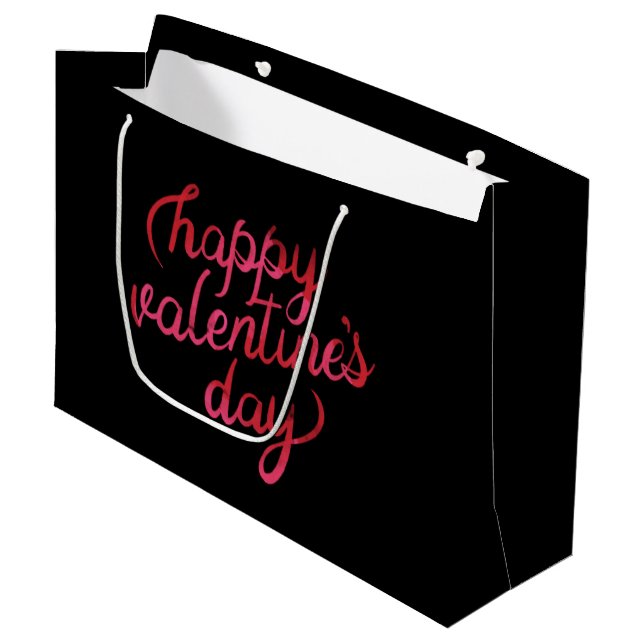 Grand Sac Cadeau Joyeux Valentines Jour Rouge Foil Script Romantiqu (Devant Angle)