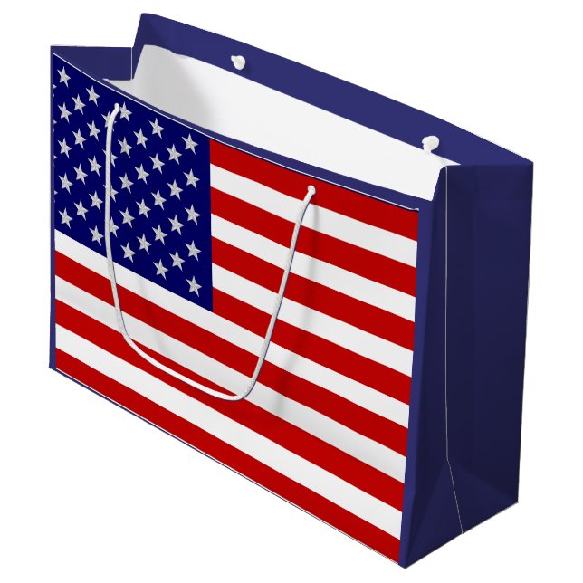 Grand Sac Cadeau Juillet 4 American Flag USA LGB (Devant Angle)