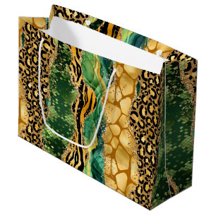 Grand Sac Cadeau Jungle Agate   Motif de texture Wild Glam