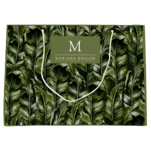 Grand Sac Cadeau Jungle palmier feuille fleurs de la forêt tropical