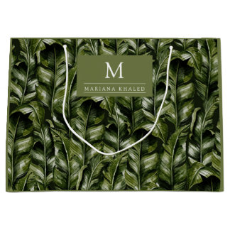 Grand Sac Cadeau Jungle palmier feuille fleurs de la forêt tropical