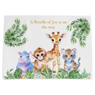 Grand Sac Cadeau Jungle tropicale Bébés animaux