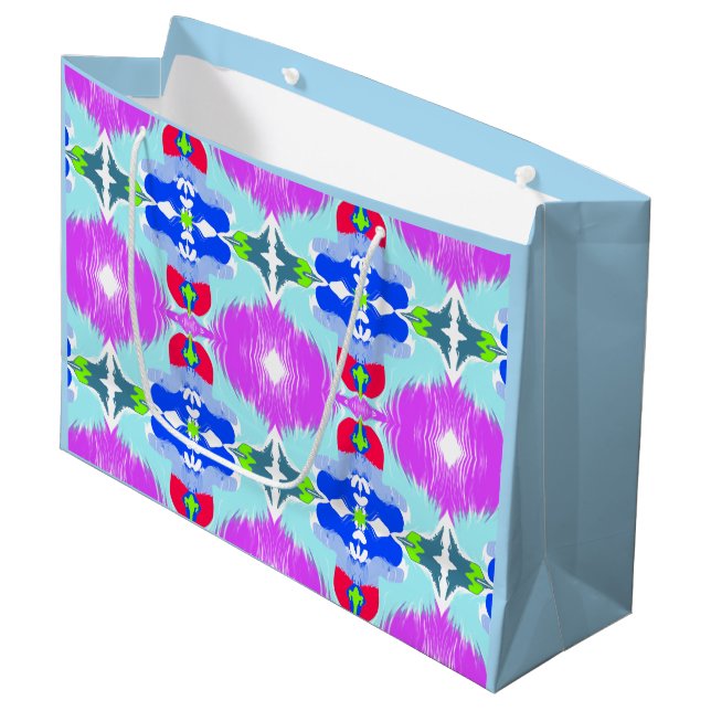 Grand Sac Cadeau Kaleidoscope Fleur d'Azur (Devant Angle)