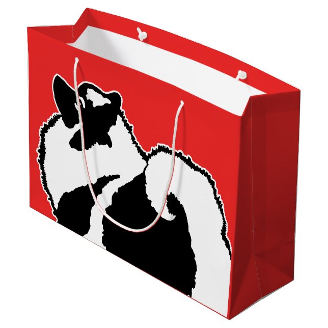 Grand Sac Cadeau Keeshond Graphics - Cute Original Chig Art (Dos Angle)