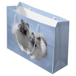 Grand Sac Cadeau Keeshond Paire de Kees Peinture Art animal origina