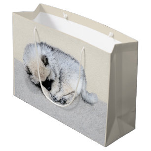 Grand Sac Cadeau Keeshond Sleeping Puppy Peinture Chien Art origina