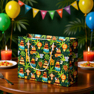 Grand Sac Cadeau Kids Birthday Jungle Themed Gift Bag