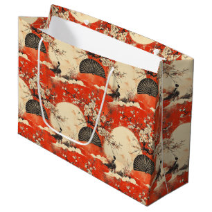 Grand Sac Cadeau Kimono Couple Sakura Romantique Motif (1)