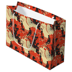 Grand Sac Cadeau Kimono Couple Sakura Romantique Motif (5)