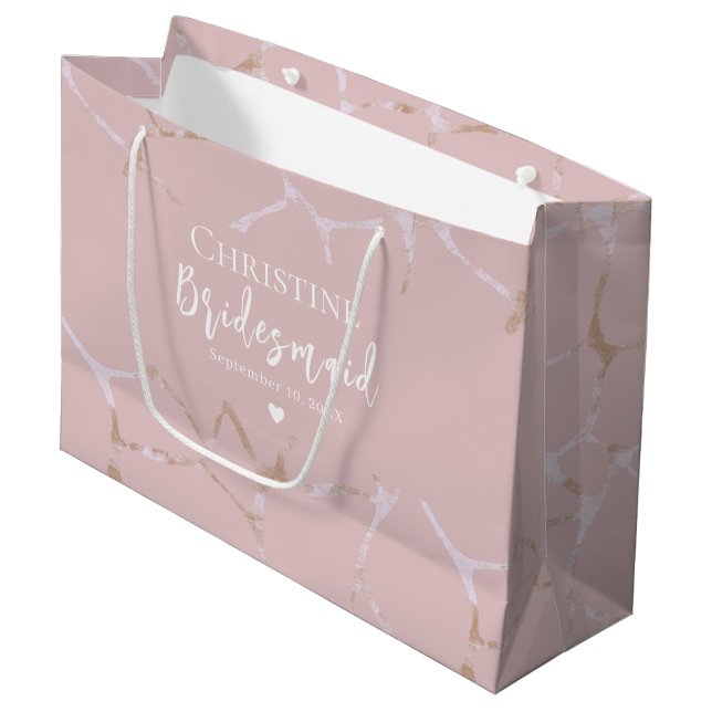 Grand Sac Cadeau Kintsugi Motif Bridesmaid Merci (Devant Angle)