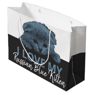 Grand Sac Cadeau Kitten bleu russe