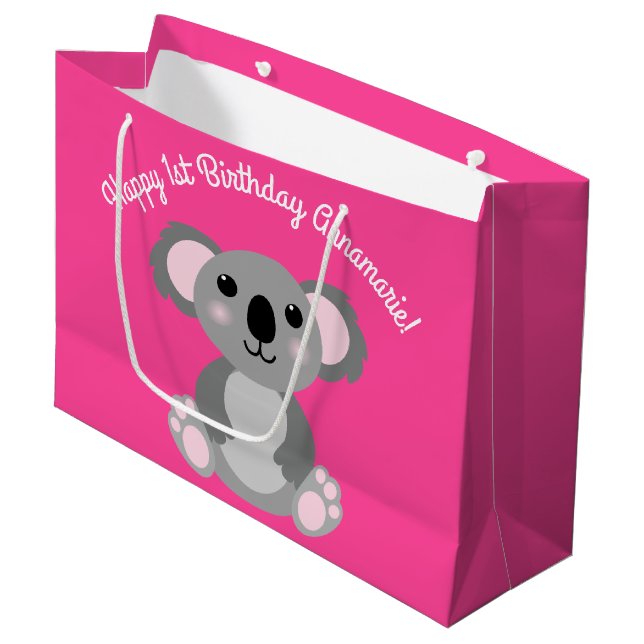 Grand Sac Cadeau Koala Bear Cute Kid Anniversaire (Devant Angle)