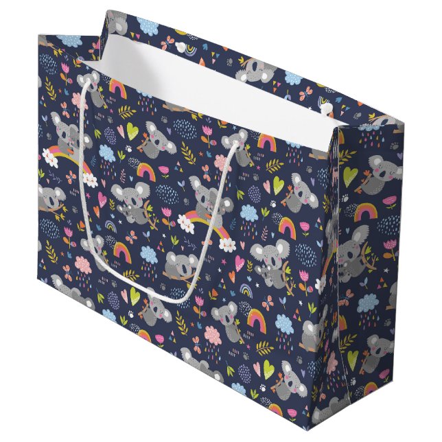 Grand Sac Cadeau Koala Rainbow Love Motif (Devant Angle)