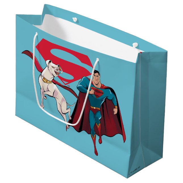 Grand Sac Cadeau Krypto & Superman (Devant Angle)