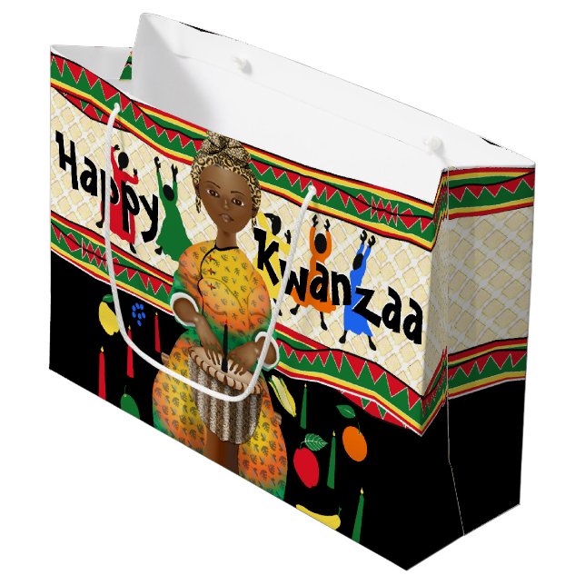 Grand Sac Cadeau Kwanzaa Vacances afro-américaines (Devant Angle)