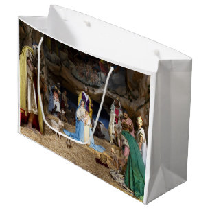 Grand Sac Cadeau La crèche de Noël antique