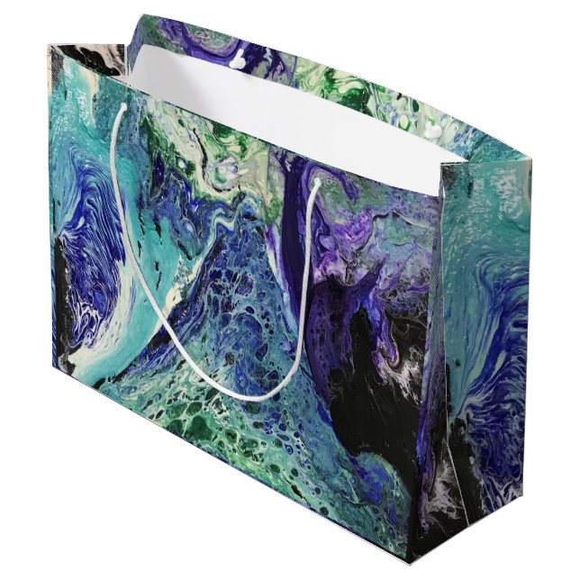 Grand Sac Cadeau La Laguna #1 peinture en bleu, turquoise, blanc