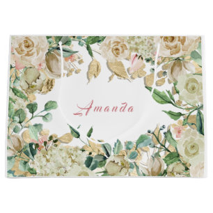 Grand Sac Cadeau La menthe nuptiale florale de roses d'anniversaire