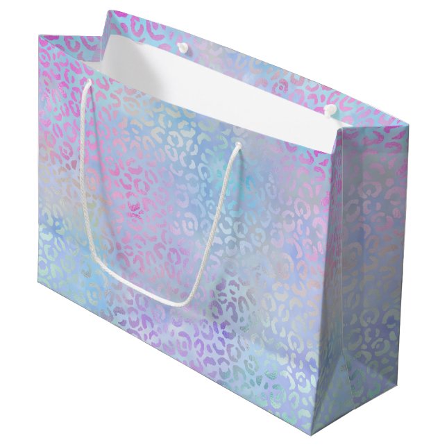 Grand Sac Cadeau La série Léopard Iridescent Design 9 (Devant Angle)