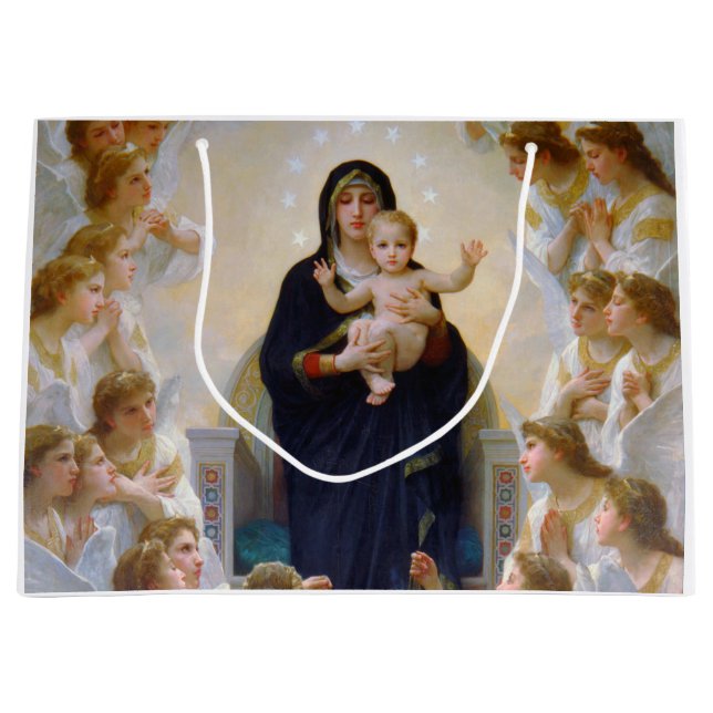 Grand Sac Cadeau La Vierge aux Anges, Bouguereau (Devant)