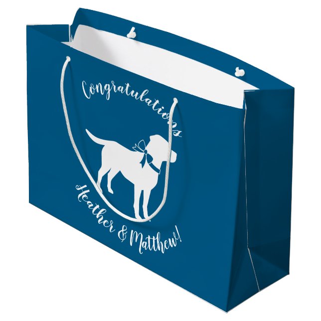 Grand Sac Cadeau Labrador Chien Baby shower Blue Boy Lab (Dos Angle)