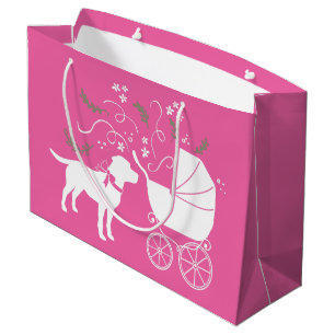 Grand Sac Cadeau Labrador Dog Baby shower Blue Boy Lab