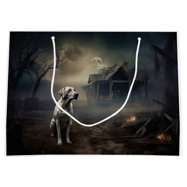 Grand Sac Cadeau Labrador Halloween Épouvantable (Devant)