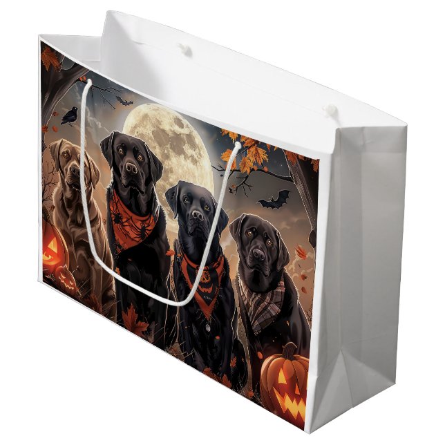 Grand Sac Cadeau Labrador Halloween Épouvantable (Devant Angle)