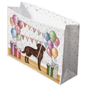 Grand Sac Cadeau Labrador Retriever Chocolat Anniversaire Coloré