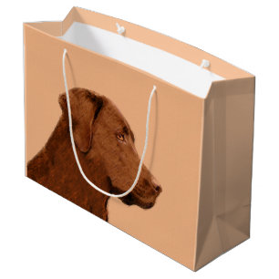 Grand Sac Cadeau Labrador Retriever (Chocolat) Peinture - Chien Art