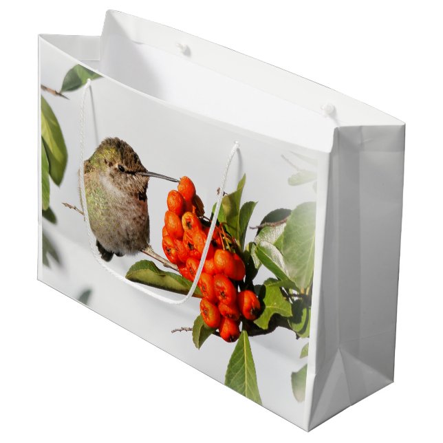 Grand Sac Cadeau L'adorable colibri Anna sur Berry Bush (Devant Angle)