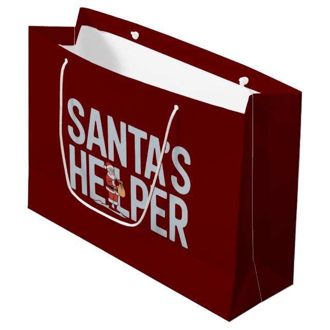 Grand Sac Cadeau L'aide de Noël du Père Noël (Devant Angle)