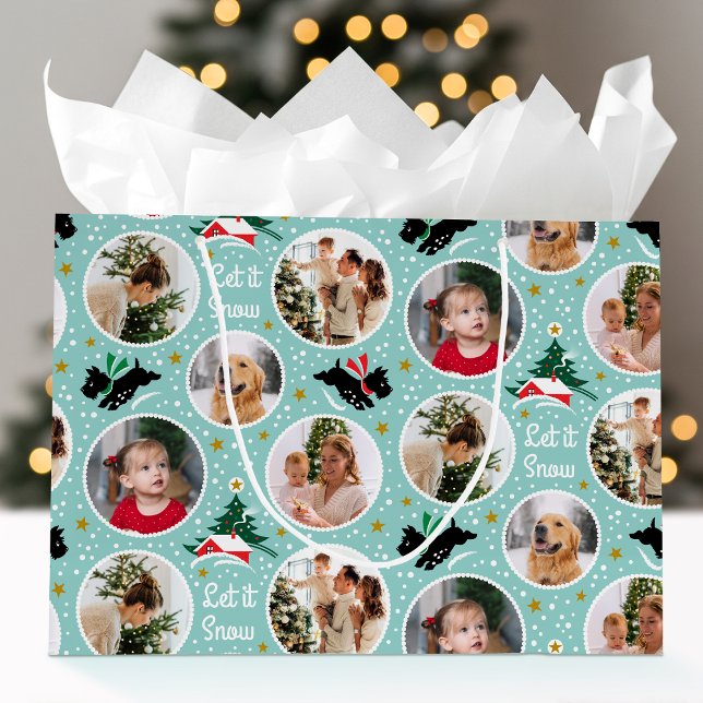 Grand Sac Cadeau Laisser la neige Scottie Chien s'amuser Custom Pho (Créateur téléchargé)