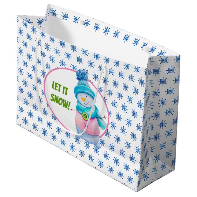 Grand Sac Cadeau Laissez Tomber la Neige (Devant Angle)