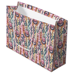 Grand Sac Cadeau Lamas sur le motif de rayures