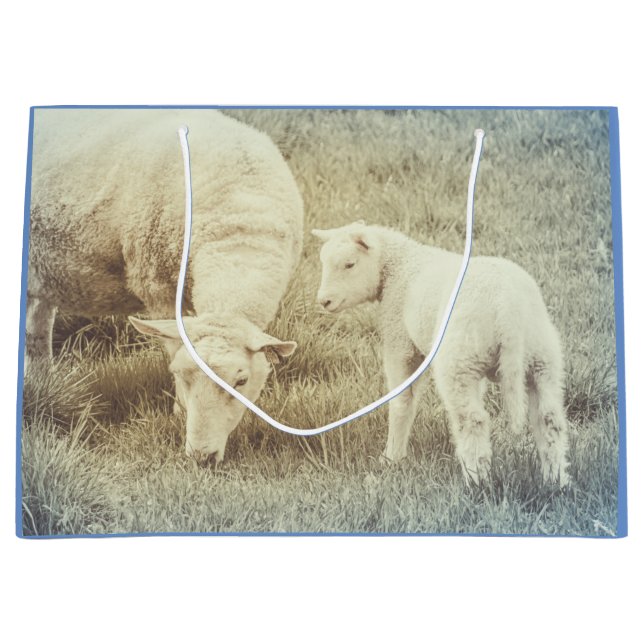 Grand Sac Cadeau Lamb Bébé Animaux Moutons (Devant)