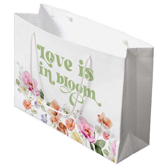 Grand Sac Cadeau L'amour est en fleur fleur sauvage douche nuptiale (Devant Angle)