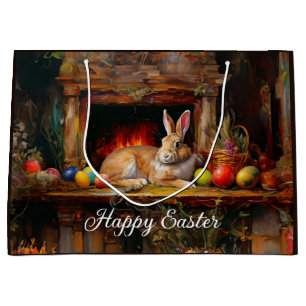 Grand Sac Cadeau Lapin de Pâques Coloré oeufs de Pâques Joyeux Pâqu