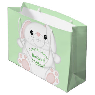 Grand Sac Cadeau Lapin Lapin Baby shower Vert