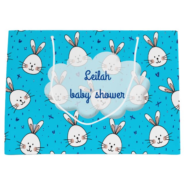 Grand Sac Cadeau lapins bleus (Devant)