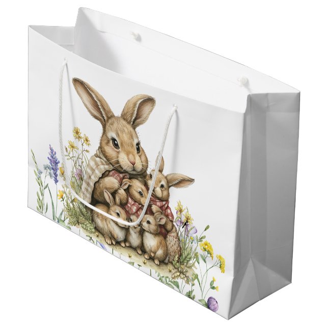 Grand Sac Cadeau Lapins De Pâques Bébés (Devant Angle)