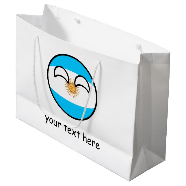 Grand Sac Cadeau L'Argentine Geeky tendante drôle Countryball (Devant Angle)