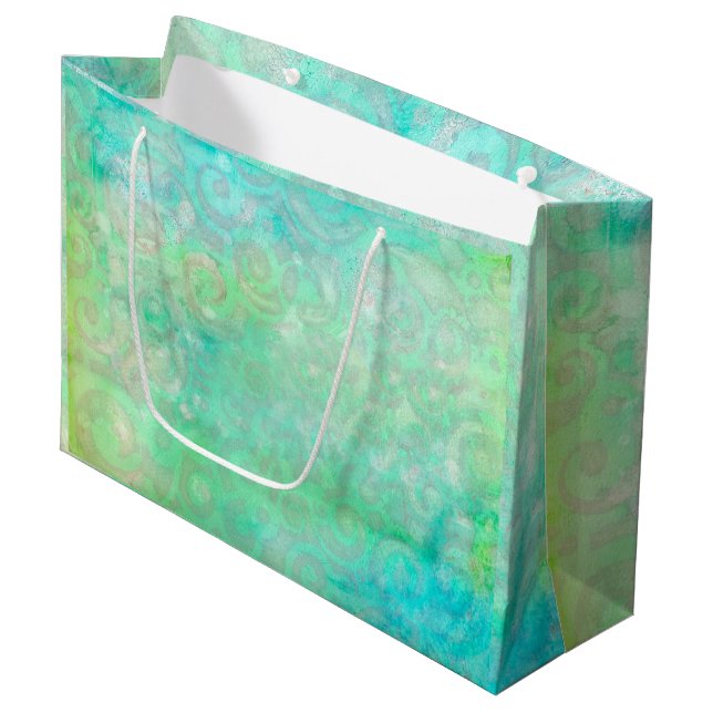 Grand Sac Cadeau L'art Abstrait bleu et vert (Devant Angle)