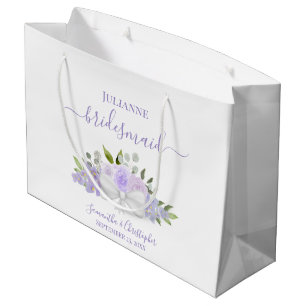 Grand Sac Cadeau Lavande Bohème Roses & Fleurs Mariage Demoiselles 