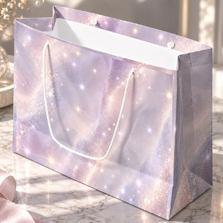 Grand Sac Cadeau Lavande Céleste Brillant Élégant