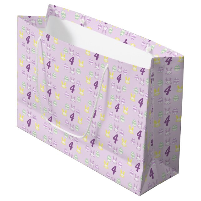 Grand Sac Cadeau Lavande Pâques 4e anniversaire (Devant Angle)