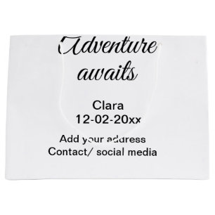 Grand Sac Cadeau L'aventure commence nom date année lieu