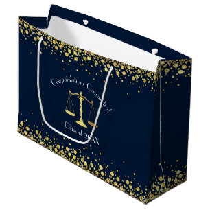 Grand Sac Cadeau Lawyer Law School Marine bleu Gold Graduation Part