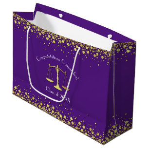 Grand Sac Cadeau Lawyer Law School Purple Gold Graduation Party