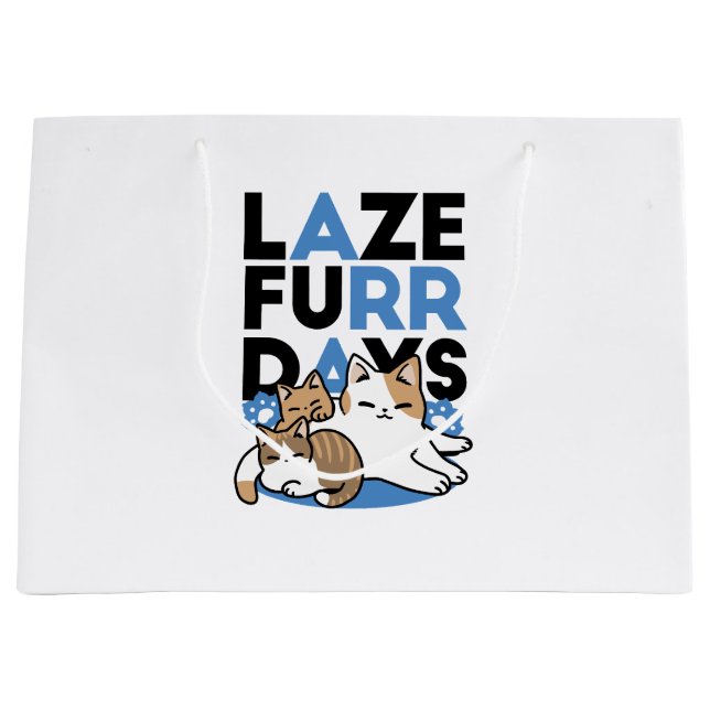 Grand Sac Cadeau Laze Furr Days - Cute Lazy Cats Design (Devant)